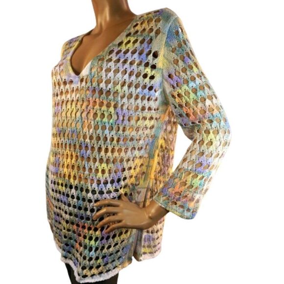 Open Stitch Multicolor Crochet Tunic Boho - Picture 4 of 7